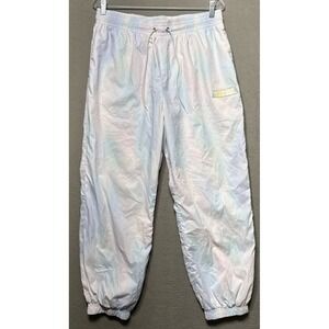Nike Mesh Lined Windreaker Pants Womens Sz L 32x27 Tie Dye Reflective Iridescent
